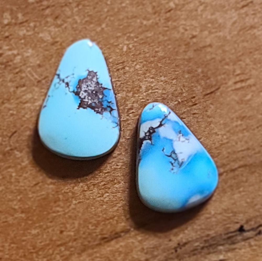 Pair of stunning Golden Hills sky Blue Cabochons